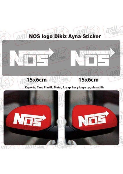 2 Adet Nos Logo Dikiz Ayna Beyaz Sticker, Araba Etiket, Tuning, Aksesuar, Modifiye, Arma,
