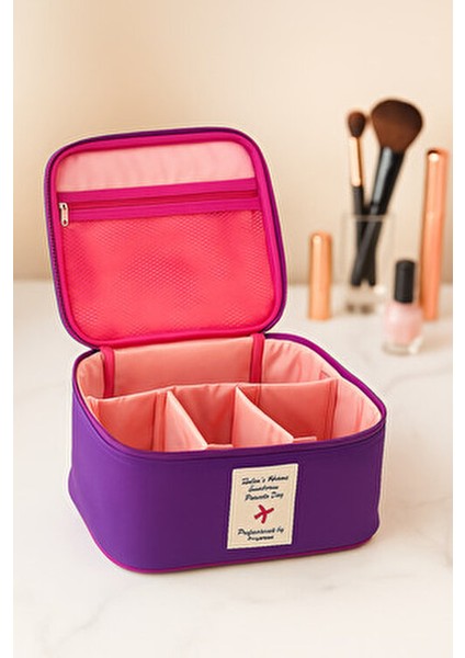 Seyahat Tipi Bölmeli Makyaj Kozmetik Çantası Organizer