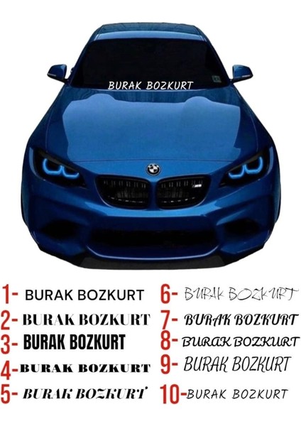 Isme Özel Yazı Beyaz 55X10CM Ön Cam Sticker Araç Oto Traktör