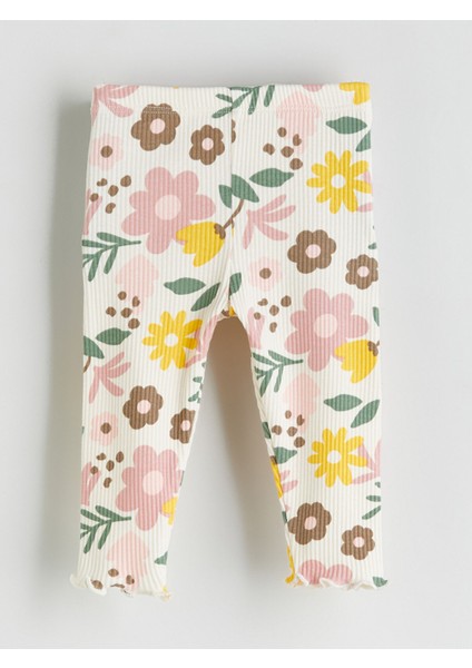 Yeni Sezon Bisiklet Yaka Çiçekli Kız Bebek Sweatshirt ve Tayt 2'li indirimleri