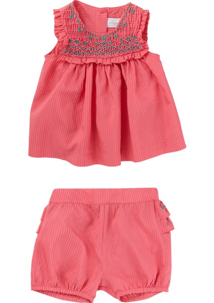 Narçiçeği Kolsuz Tunik ve Bloomer Şort Kız Bebek 2'li Set