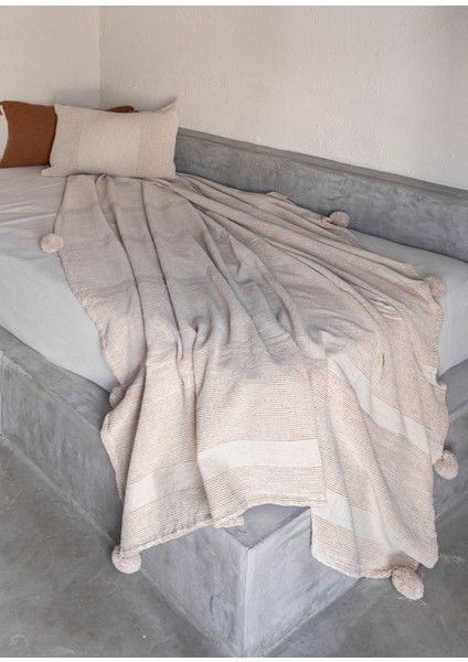 Korfu Pamuk Keten Karışımlı Tütün Rengi Çift Kişilik Yatak Örtüsü fiyatları