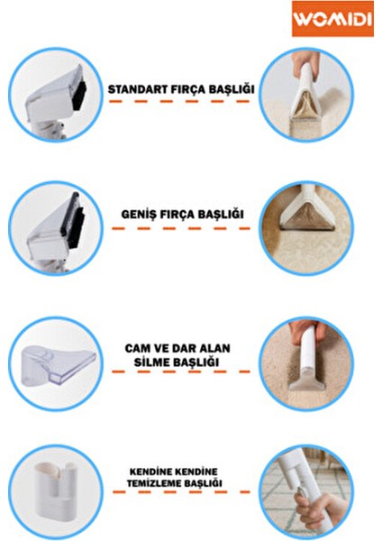 Halı ve Koltuk Yıkama Makinesi 600W Güç 18.000 Pa Emiş Gücü Leke Çıkartma Makinesi 4 Başlıklı fiyatları