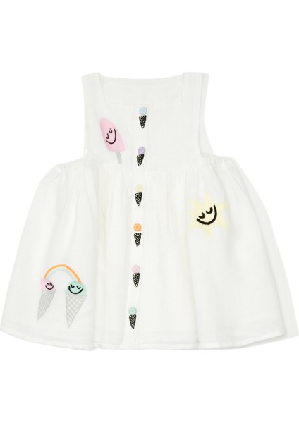 Kemik Kız Bebek Keten Elbise