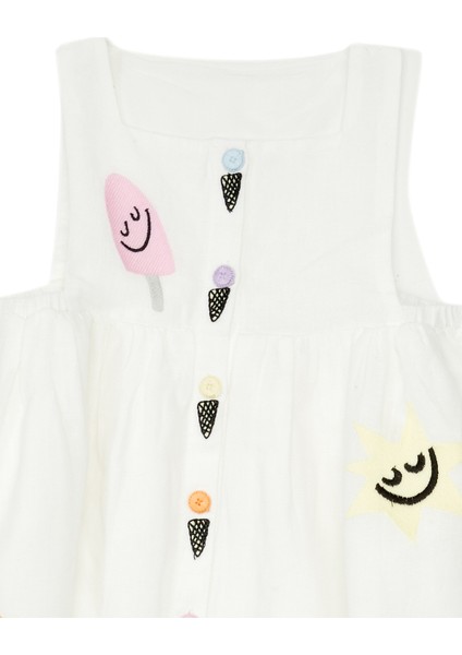 Kemik Kız Bebek Keten Elbise modelleri