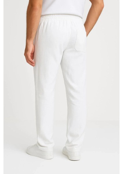 Erkek Keten Pantolon – Cepli, Beli Lastikli ve Bağcıklı, Nefes Alan Rahat Kalıp, Yazlık ve Baharlık Günlük Giyim, Şık & Konforlu Boru Paça Model - Beyaz fiyatları