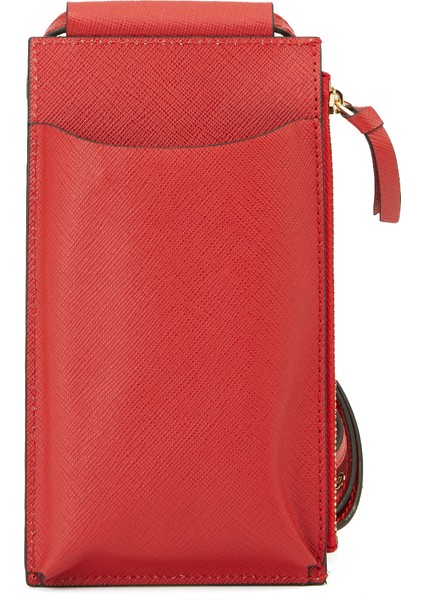 Kırmızı Logo Detaylı Kadın Deri Telefon Çantası fırsatları
