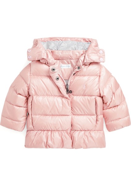 Pembe Kapüşonlu Kız Bebek Mont