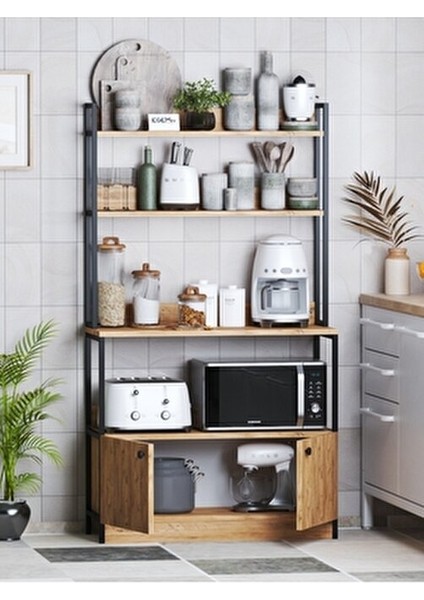 Mutfak Standı 2 Kapaklı 5 Raflı Kahve Köşesi Bazalı Mutfak Rafı Mutfak Bangosu fiyatları