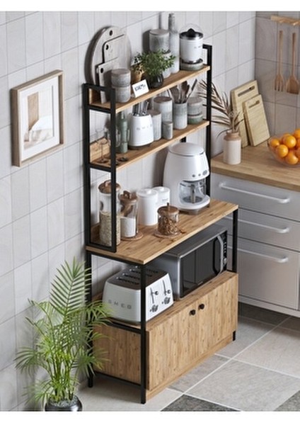 Mutfak Standı 2 Kapaklı 5 Raflı Kahve Köşesi Bazalı Mutfak Rafı Mutfak Bangosu modelleri