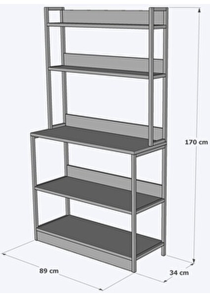 Mutfak Standı 2 Kapaklı 5 Raflı Kahve Köşesi Bazalı Mutfak Rafı Mutfak Bangosu indirimleri