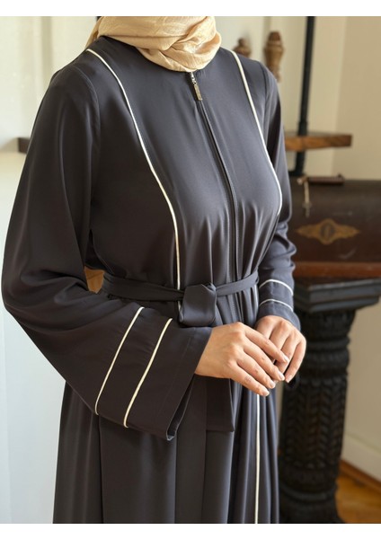 Antrasit Kol Ağzı ve Önü Çift Biyeli Ferace 5045