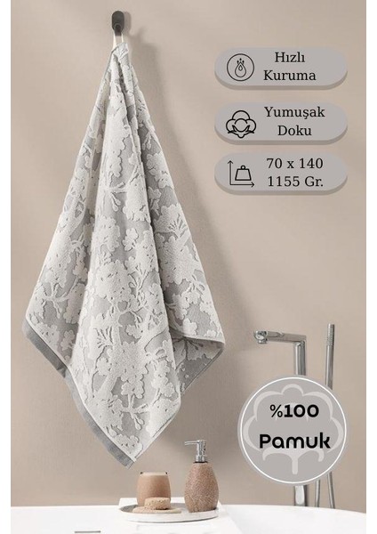 Pamuk Tekli Havlu Jakarlı Karna Eco Batıs - 70 x 140
