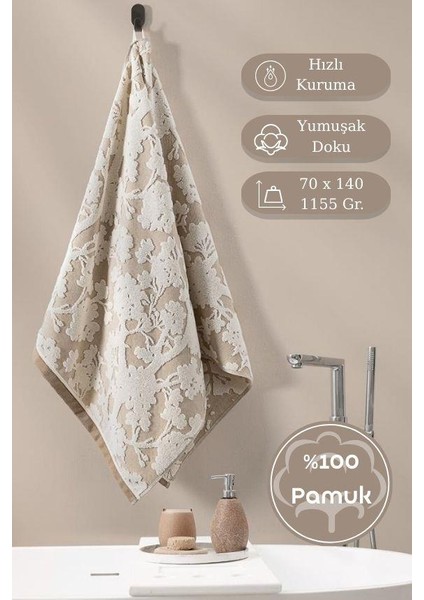 Pamuk Tekli Havlu Jakarlı Karna Eco Batıs - 70 x 140 fırsatları