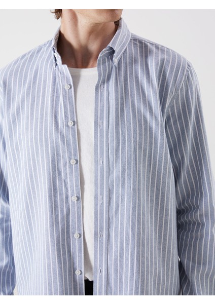 Yeni Sezon Regular Fit Uzun Kollu Çizgili Erkek Gömlek modelleri