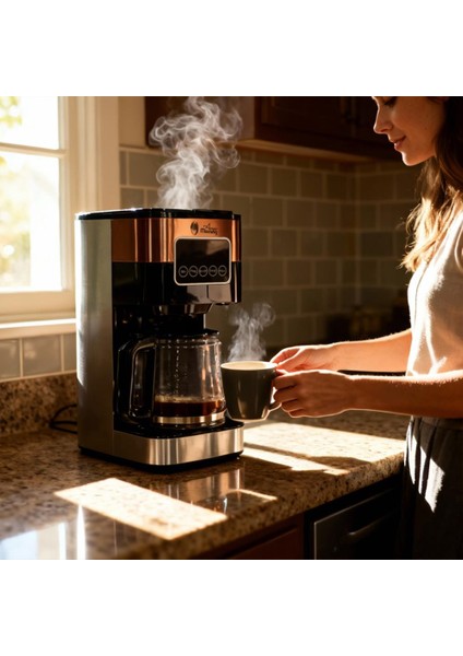 SH21615S Dokunmatik Ekranlı Zaman ve Aroma Ayarlı Filtre Kahve Makinesi Bakır fırsatları