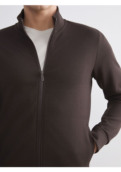 Yeni Sezon Dik Yaka Uzun Kollu Erkek Fermuarlı Sweatshirt modelleri