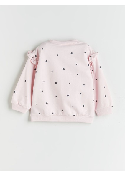 Yeni Sezon Bisiklet Yaka Minnie Mouse Baskılı Kız Bebek Sweatshirt ve Tayt 2'li modelleri