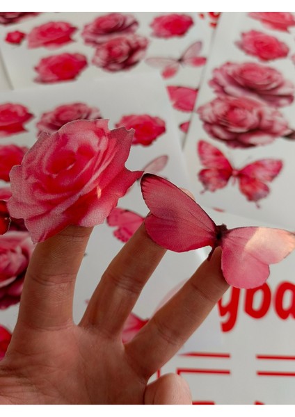 Gül ve Kelebek Sticker Renkli Baskı Baskes 1 Sayfa -Sayfa Alanı 25X30 cm Dolap Sticker fiyatları