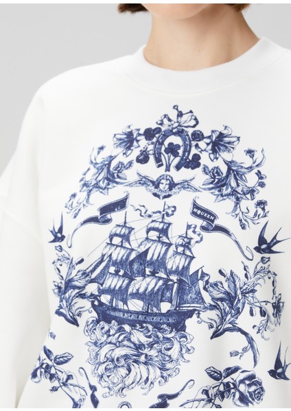 Beyaz Baskılı Sweatshirt indirimleri