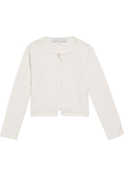 Beyaz Kız Çocuk Triko Bolero Hırka