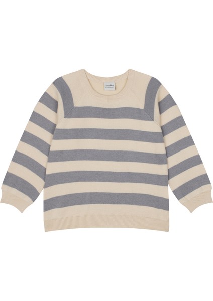 Gri Çizgili Triko Erkek Çocuk Kazak