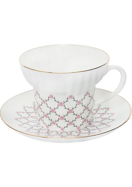 Pink Net Porselen Kahve Fincanı