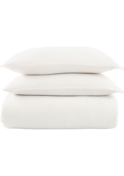 Riva Seer Sucker Kırık Beyaz Battal Boy Nevresim Takımı 220X240