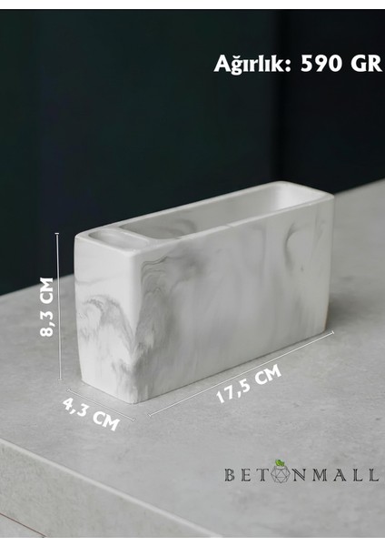 El Yapımı Beton Gri Alçı Peçetelik | Minimal Masa ve Mutfak Dekoru | Kafe & Bar Için fırsatları