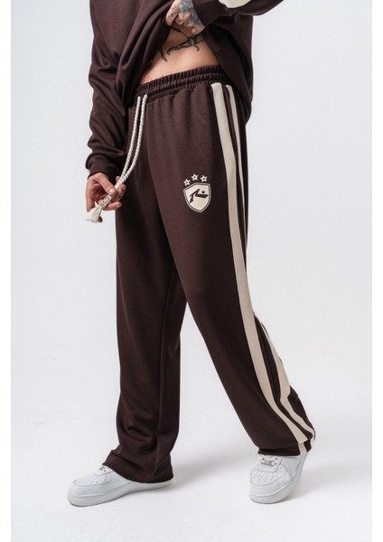 Erkek Şerit Detaylı Modal Baggy Eşofman Altı Kahve modelleri