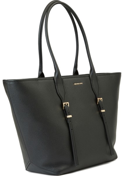 Buckle Tote Siyah Kadın Deri Alışveriş Çantası modelleri