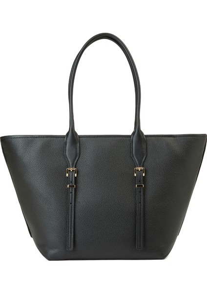 Buckle Tote Siyah Kadın Deri Alışveriş Çantası fırsatları