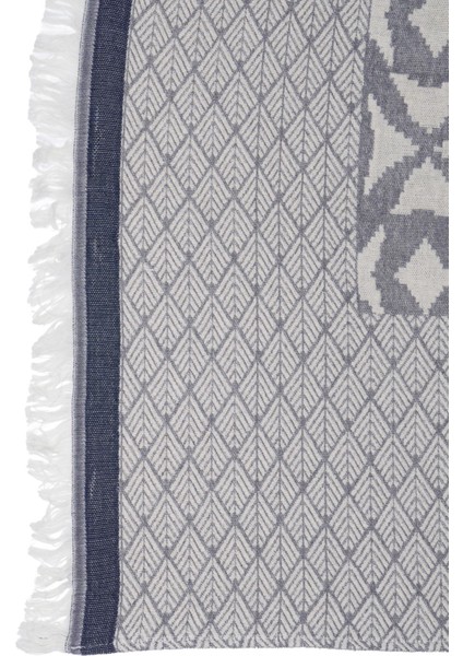 Positano Gri Lacivert Jakarlı Pamuk Throw Koltuk Örtüsü 140X195 cm modelleri