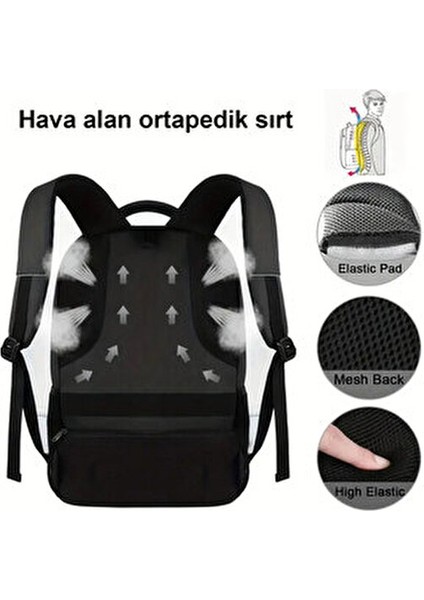 4 Bölmeli USB Portlu Business ve Seyahat Kullanım Için Siyah Renk Sırt Çantası fiyatları