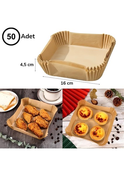 50 Adet Air Fryer Pişirme Kağıdı Tek Kullanımlık Hava Fritöz Yağ Geçirmez Yapışmaz Kare Tabak Model indirimleri