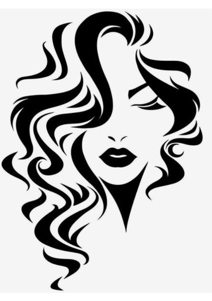 Kuaför Güzel Kadın Uzun Saçlı Isimli Işyeri Cam Sticker Güzel Kadın Makas Kesim Saç Sticker fiyatları