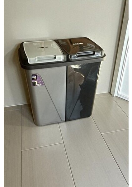 Kirli Çamaşır Sepeti 90 Litre İki Bölmeli Plastik Malzeme ile Şık ve Pratik