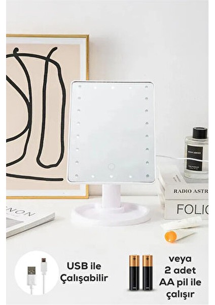 Dokunmatik LED Işıklı Makyaj Aynası Beyaz fırsatları