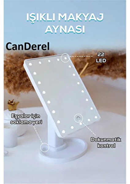 Dokunmatik LED Işıklı Makyaj Aynası Beyaz