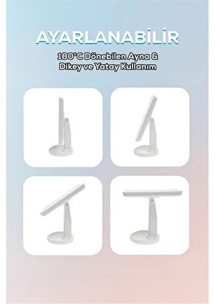 Dokunmatik LED Işıklı Makyaj Aynası Beyaz