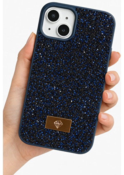 iPhone 13 / 14 / 15 Uyumlu – Elmas Tasarımlı, Lacivert Taşlı, Işıltılı Pırlanta Silikon Kılıf fiyatları