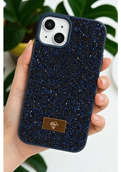 iPhone 13 / 14 / 15 Uyumlu – Elmas Tasarımlı, Lacivert Taşlı, Işıltılı Pırlanta Silikon Kılıf modelleri