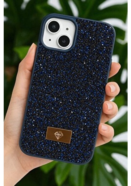 iPhone 13 / 14 / 15 Uyumlu – Elmas Tasarımlı, Lacivert Taşlı, Işıltılı Pırlanta Silikon Kılıf indirimleri