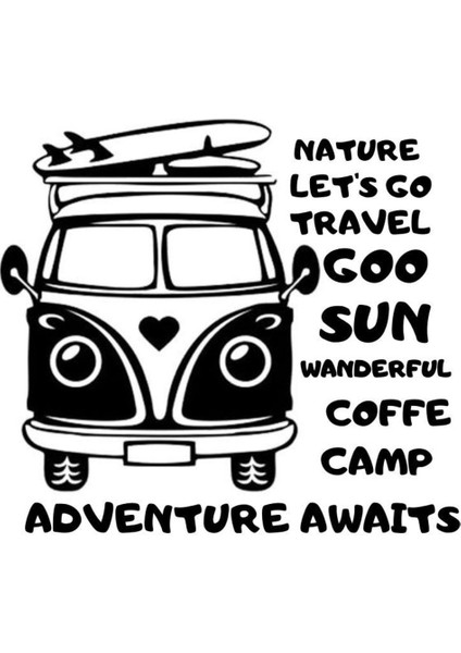 Adventure Awaıts Karavan Kamp Sticker Gezi 35 x 40 cm