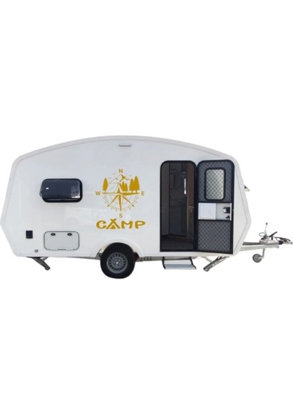 Karavan Camp, Pusula, Dağ, Doğa, Sticker Çekme Karavan, Moto Karavan