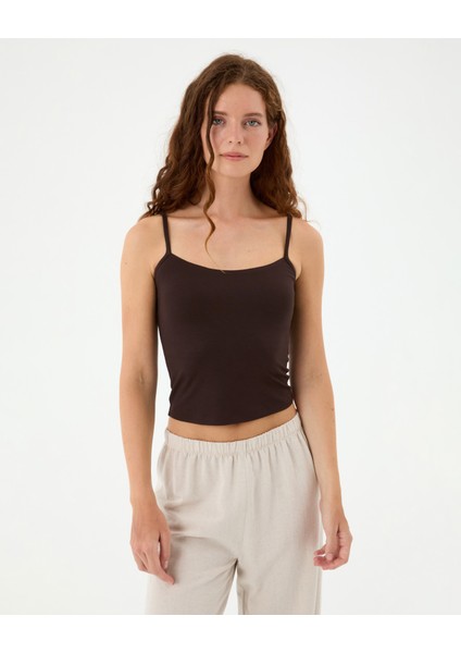 Kahverengi Basic Askılı Atlet