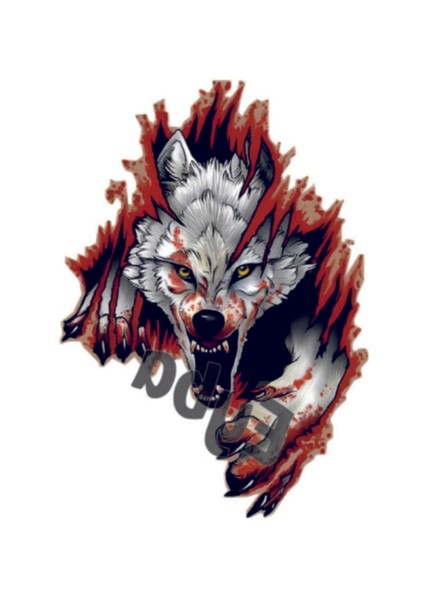 Türk Bayrağı Beyaz Sağ Kurt Bozkurt Boz Kurt Sticker 26X18 cm