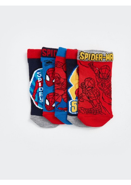 Yeni Sezon Spider-Man Baskılı Erkek Çocuk Patik Çorap 5'li modelleri