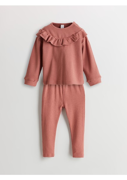 Yeni Sezon Fırfırlı Basic Kız Bebek Pijama Takım