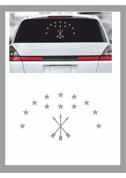 Adige Çerkez Bayrak Sembolü Araba Sticker 33X20CM - Oto Sticker